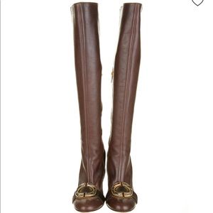 Just cavalli brown knee high leather boots size 9